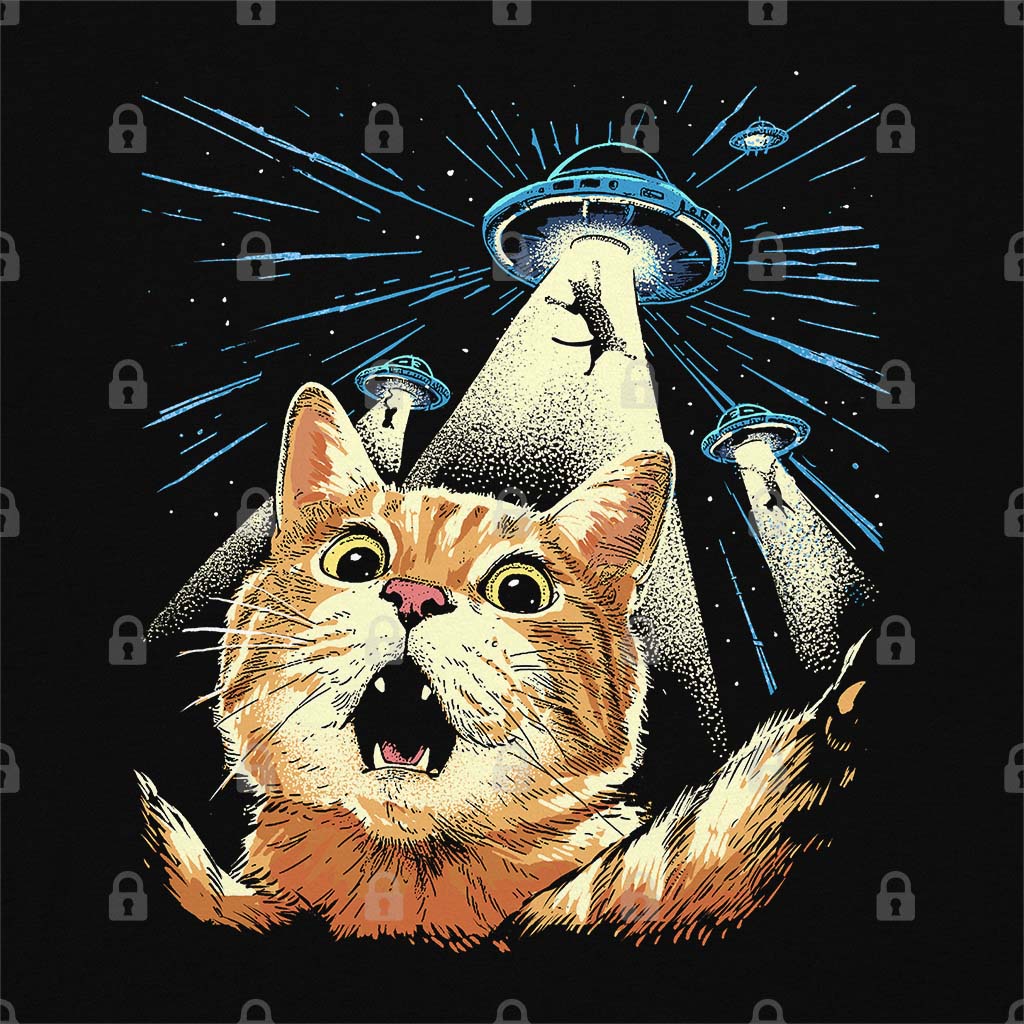 Cat Alien Abduction Graphic Tee