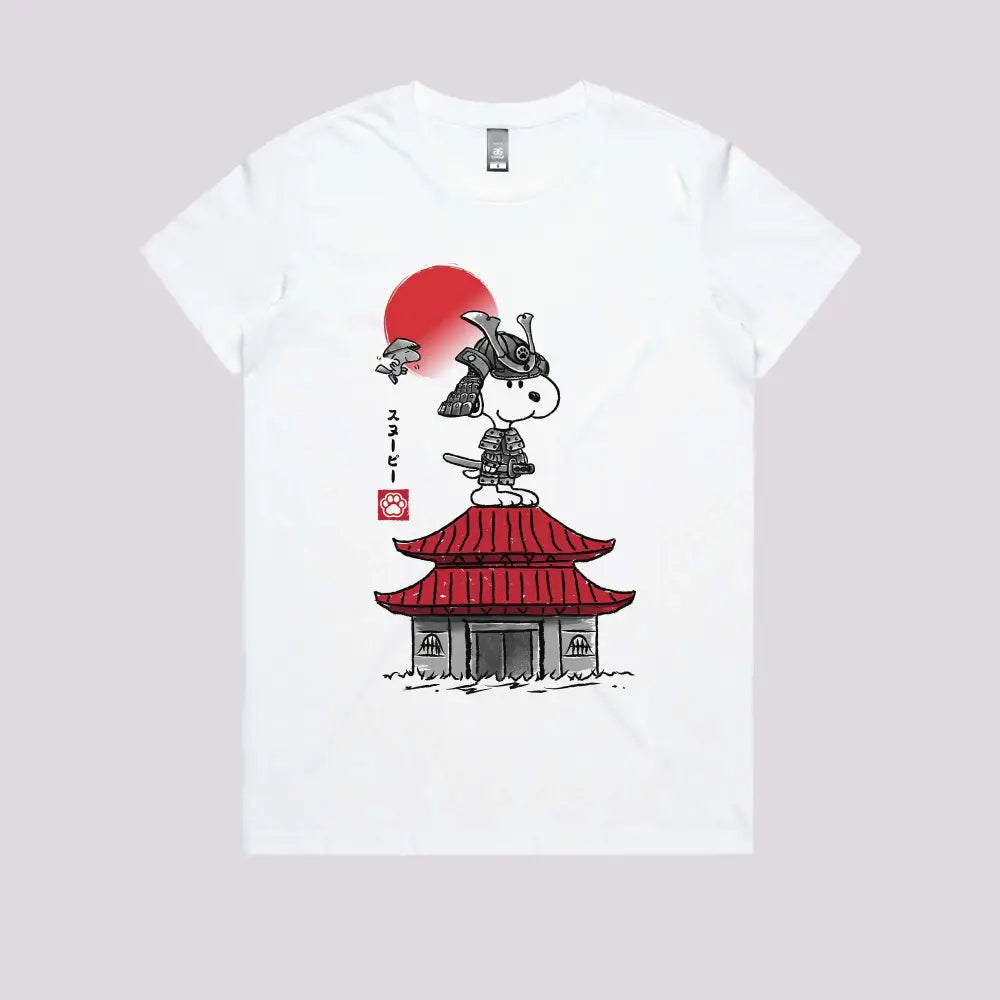 Beagle Samurai Sumi-E T-Shirt Womens / White Xs Adult Tee