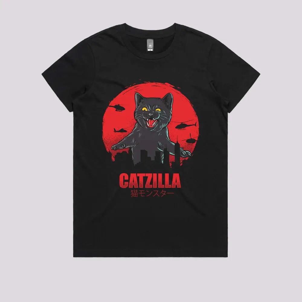 Catzilla T-Shirt Womens / Black Xs Adult Tee