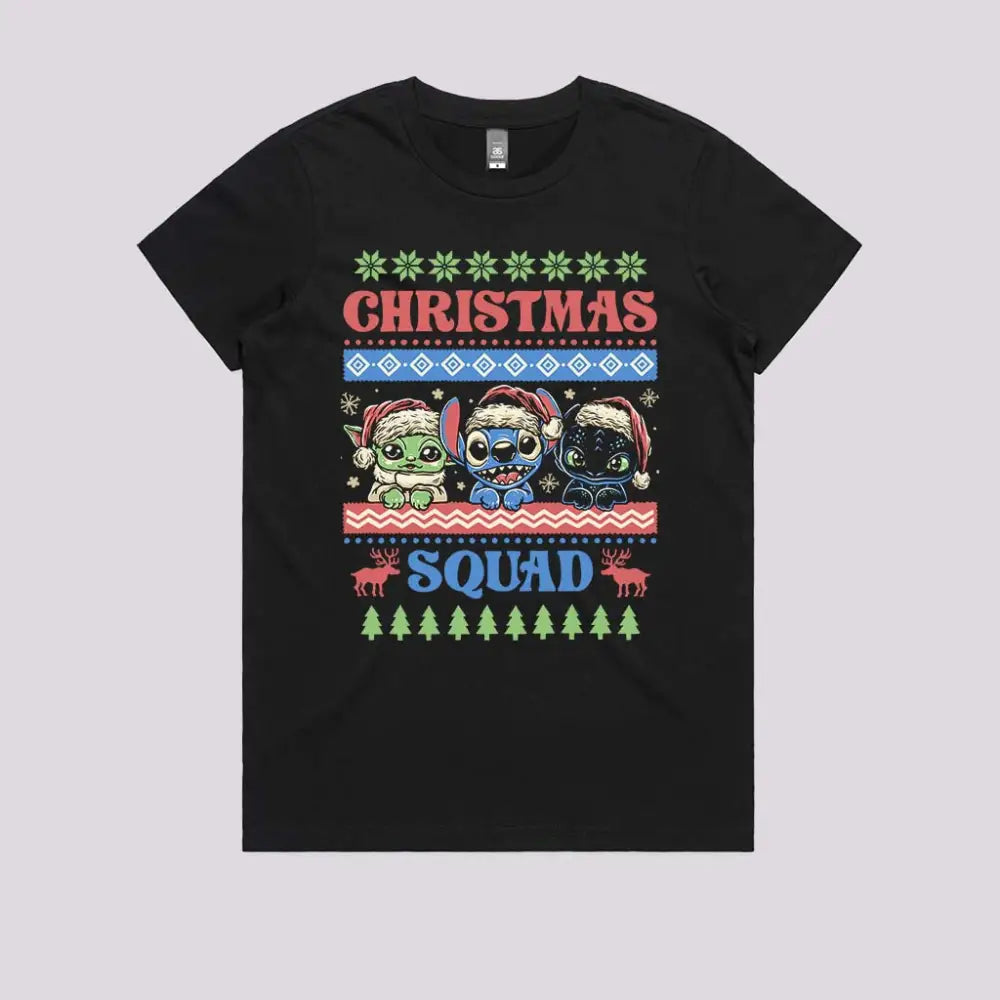 Christmas Squad T-Shirt Womens / Black Xs Adult Tee