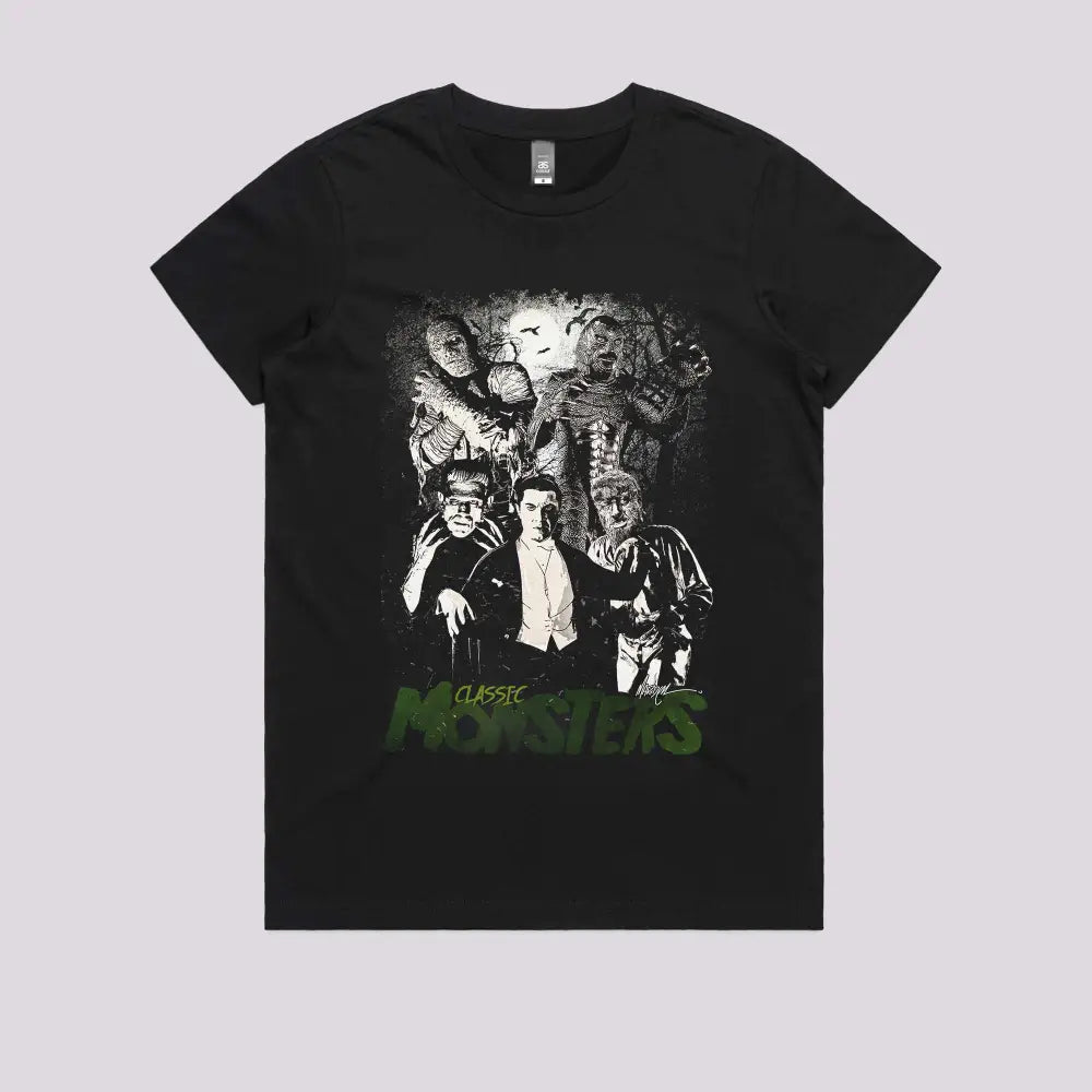 Classic Monsters T-Shirt Womens / Black Xs Adult Tee