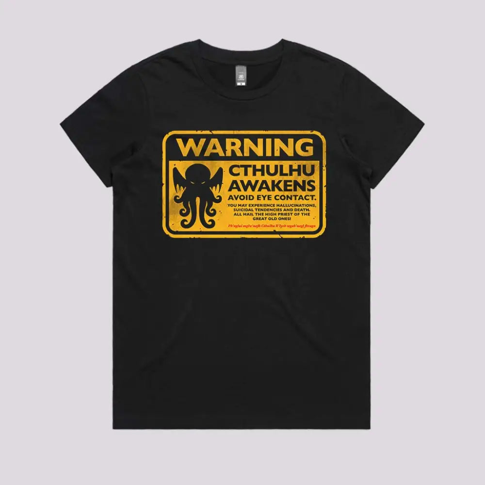 Cthulhu Warning Horror T-Shirt | Limitee Apparel