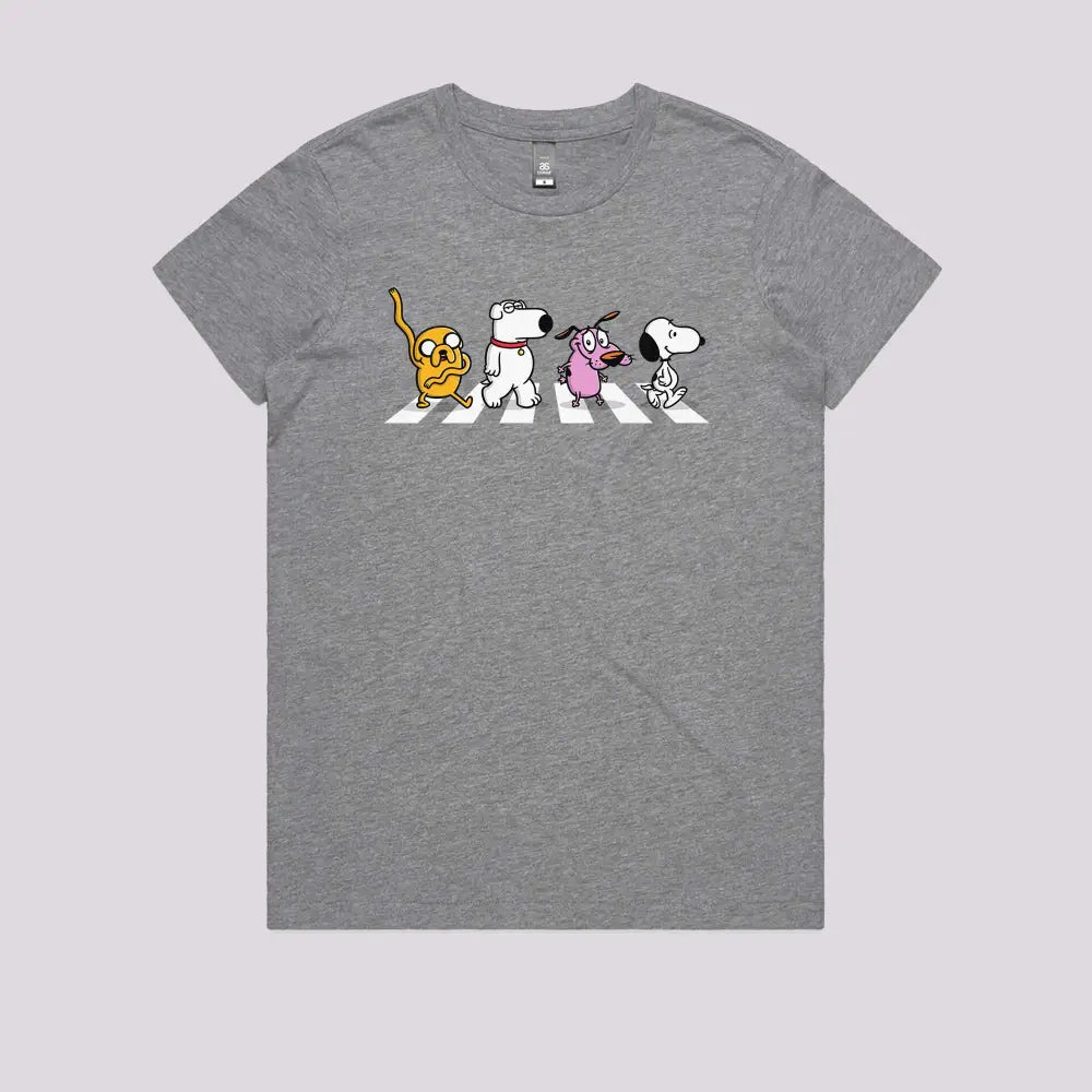 Dogs On Abbey Road T-Shirt Womens / Heather Grey Xs Adult Tee