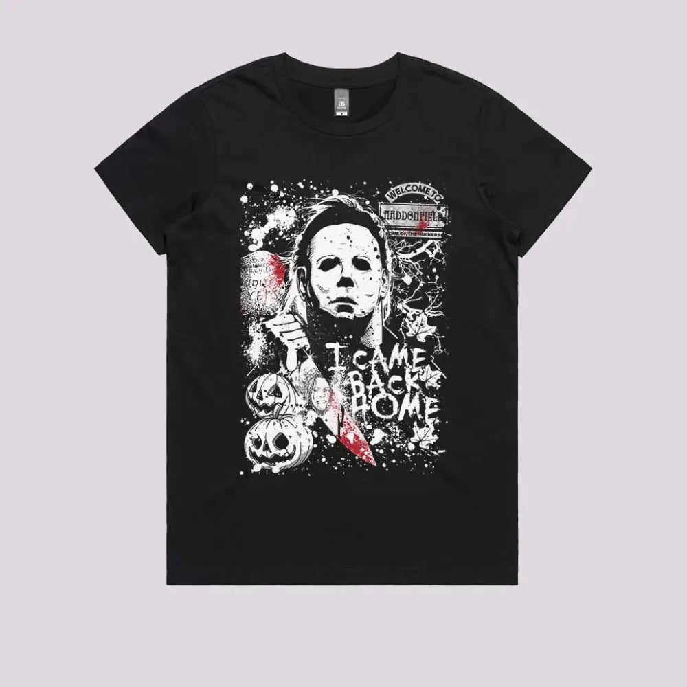 Evil In Haddonfield T-Shirt Womens / Black Xs Adult Tee