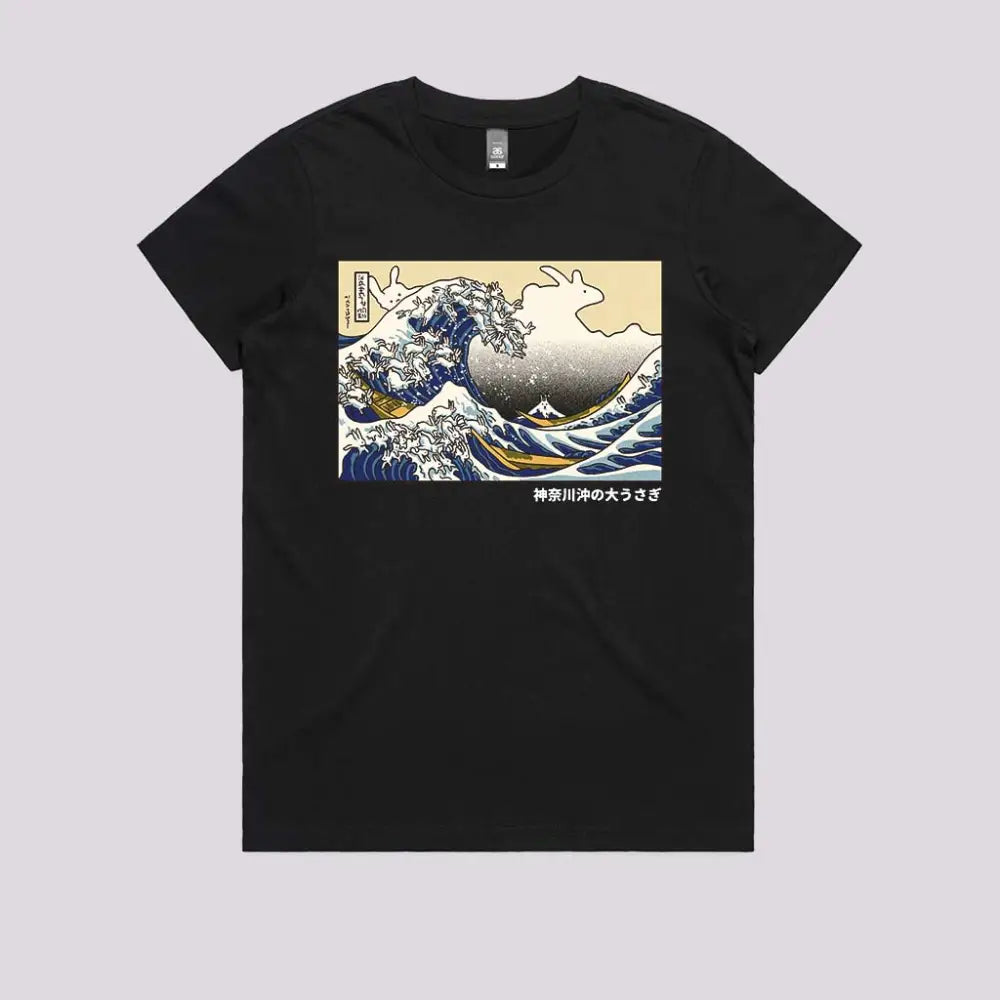 Great Rabbit Off Kanagawa T-Shirt Womens / Black Xs Adult Tee