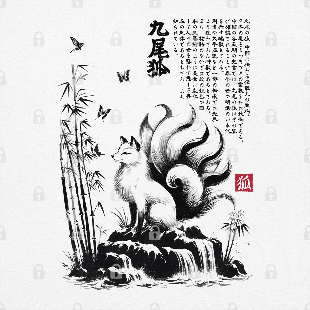 Kitsune Fox Sumi-e Hoodie