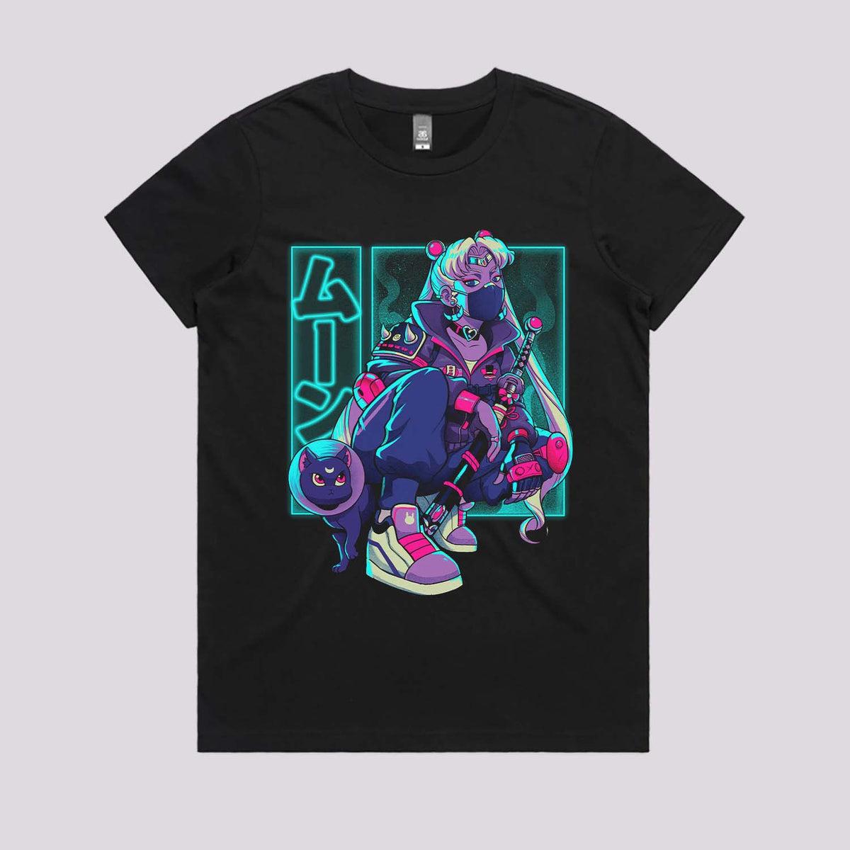 Neon Waxing Moon T-Shirt | Anime T-Shirts Australia