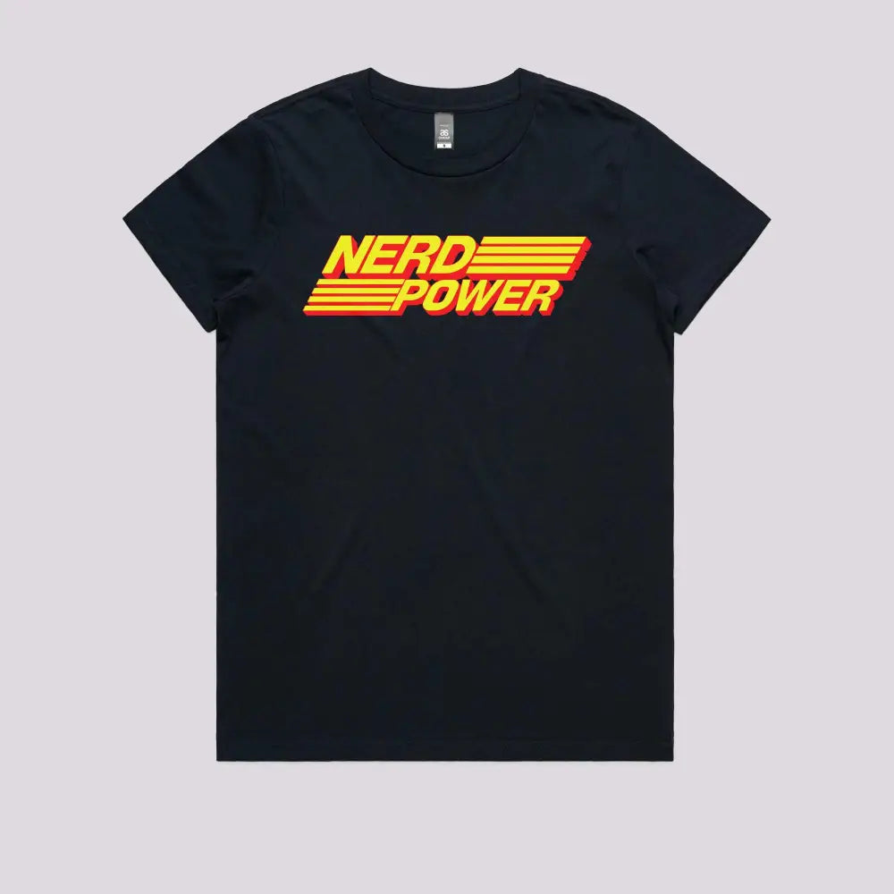 Nerd Power T-Shirt Womens / Navy Xs Adult Tee