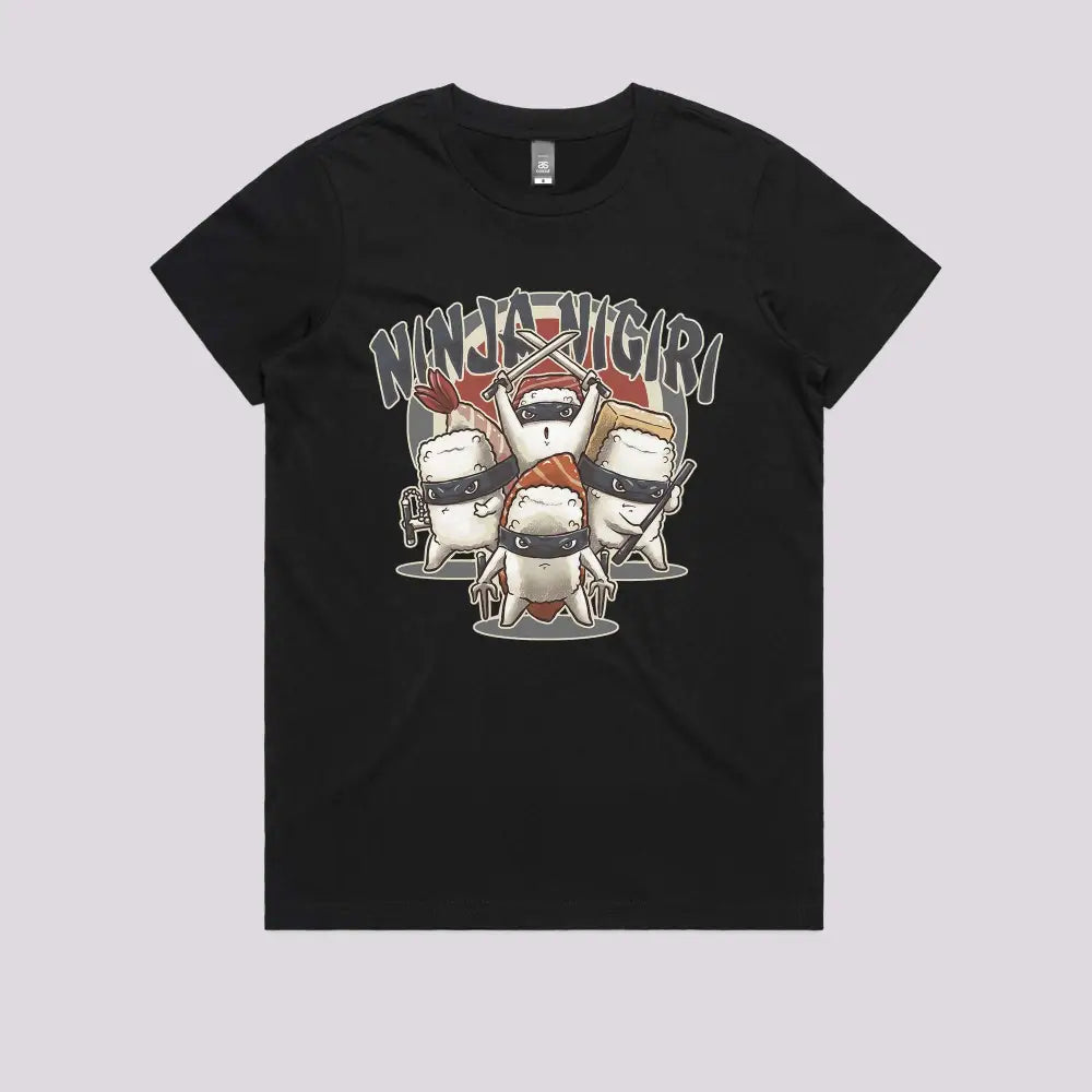 Ninja Nigiri T-Shirt Womens / Black Xs Adult Tee