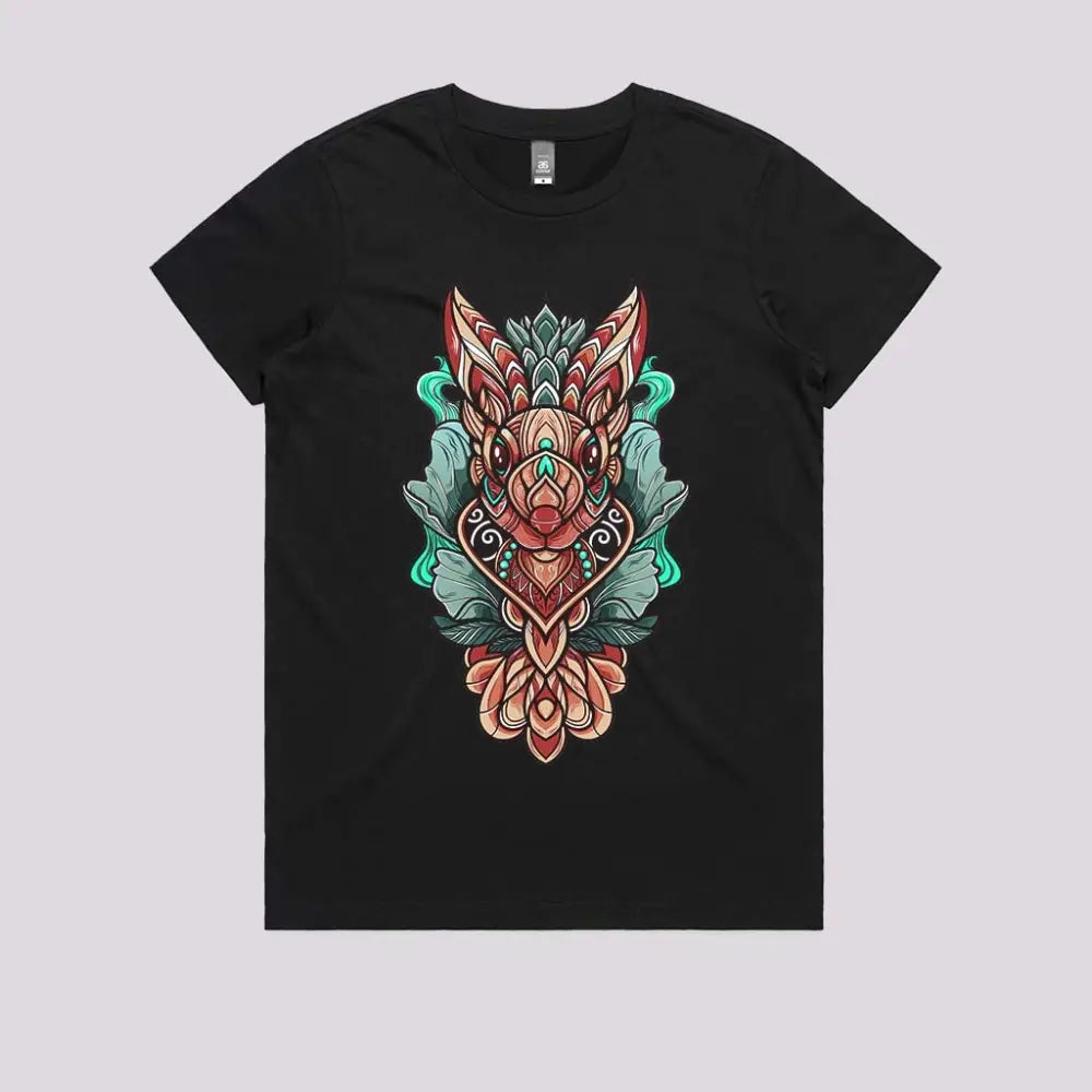 Rabbit Zentangle T-Shirt Womens / Black Xs Adult Tee