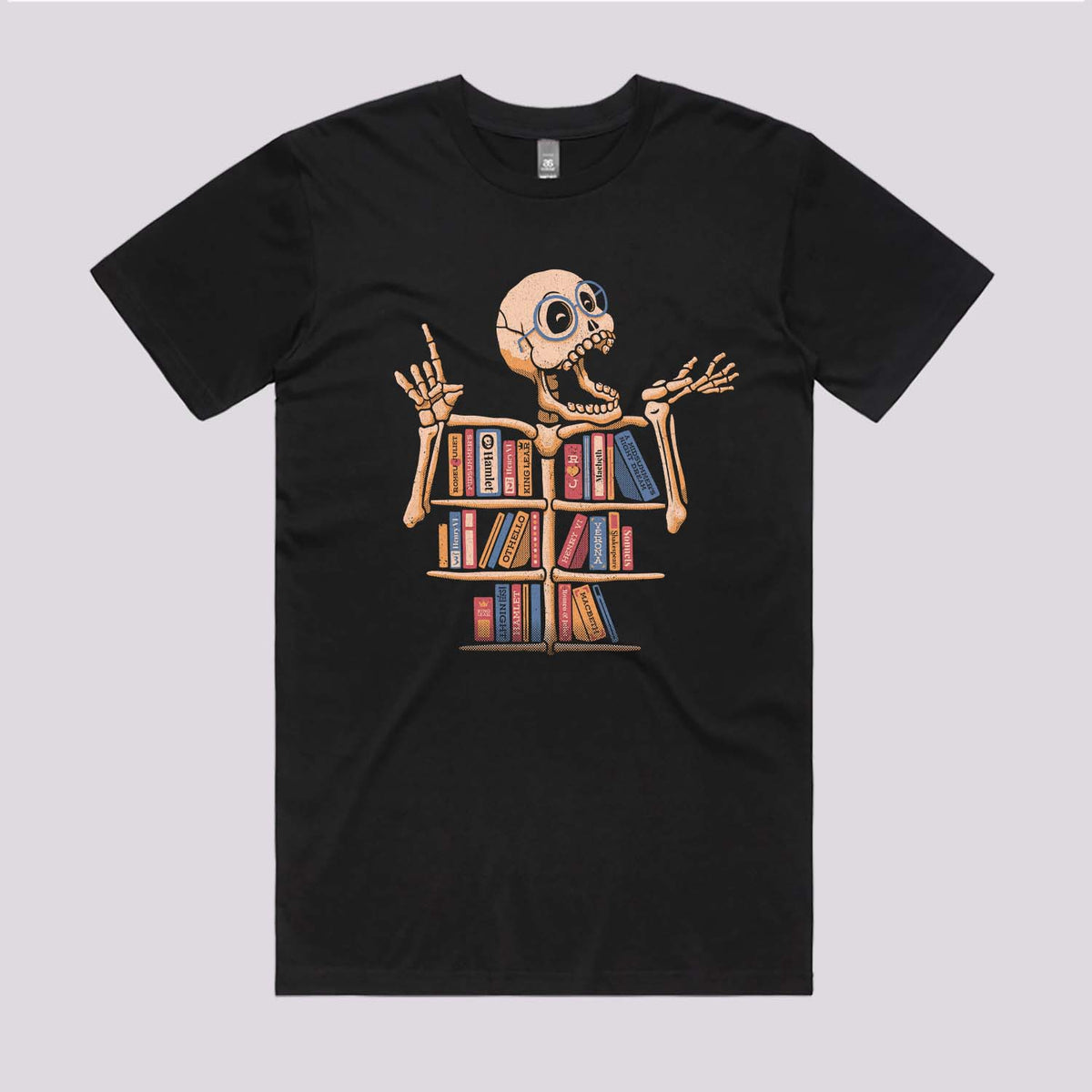 Skeleton Book Shelf T-Shirt | Graphic Tees Online Australia