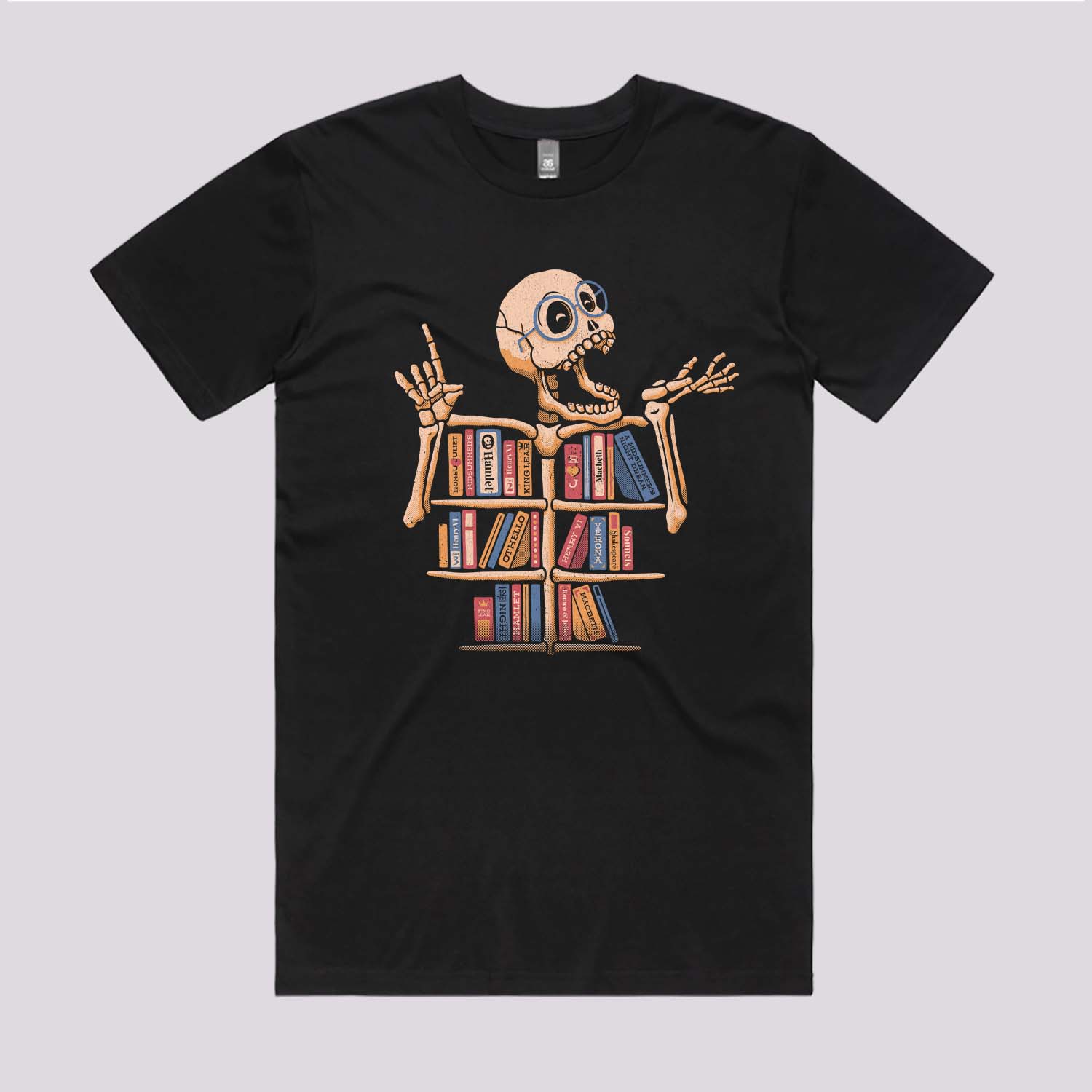 Skeleton Book Shelf Graphic Tee