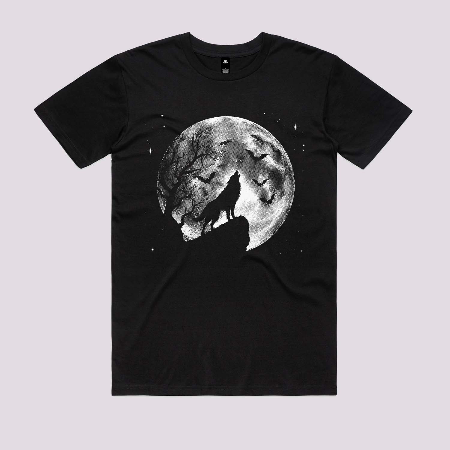 Spooky Wolf and Moon Graphic Tee