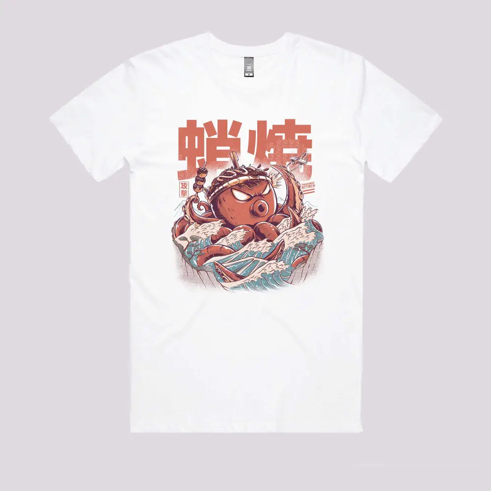 Takoyaki Attack T-Shirt Mens / White Xs Adult Tee