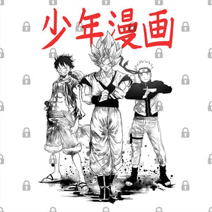 Three Anime Heroes Graphic Hoodie