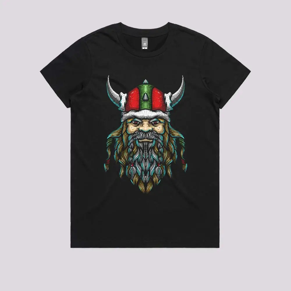 Viking Santa T-Shirt Womens / Black Xs Adult Tee