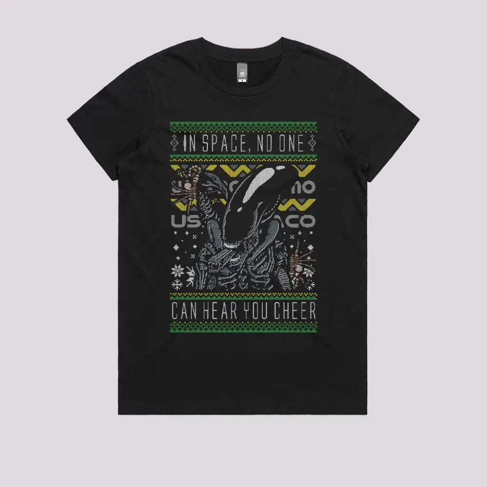 Alien Christmas T-Shirt Womens / Black Xs Adult Tee