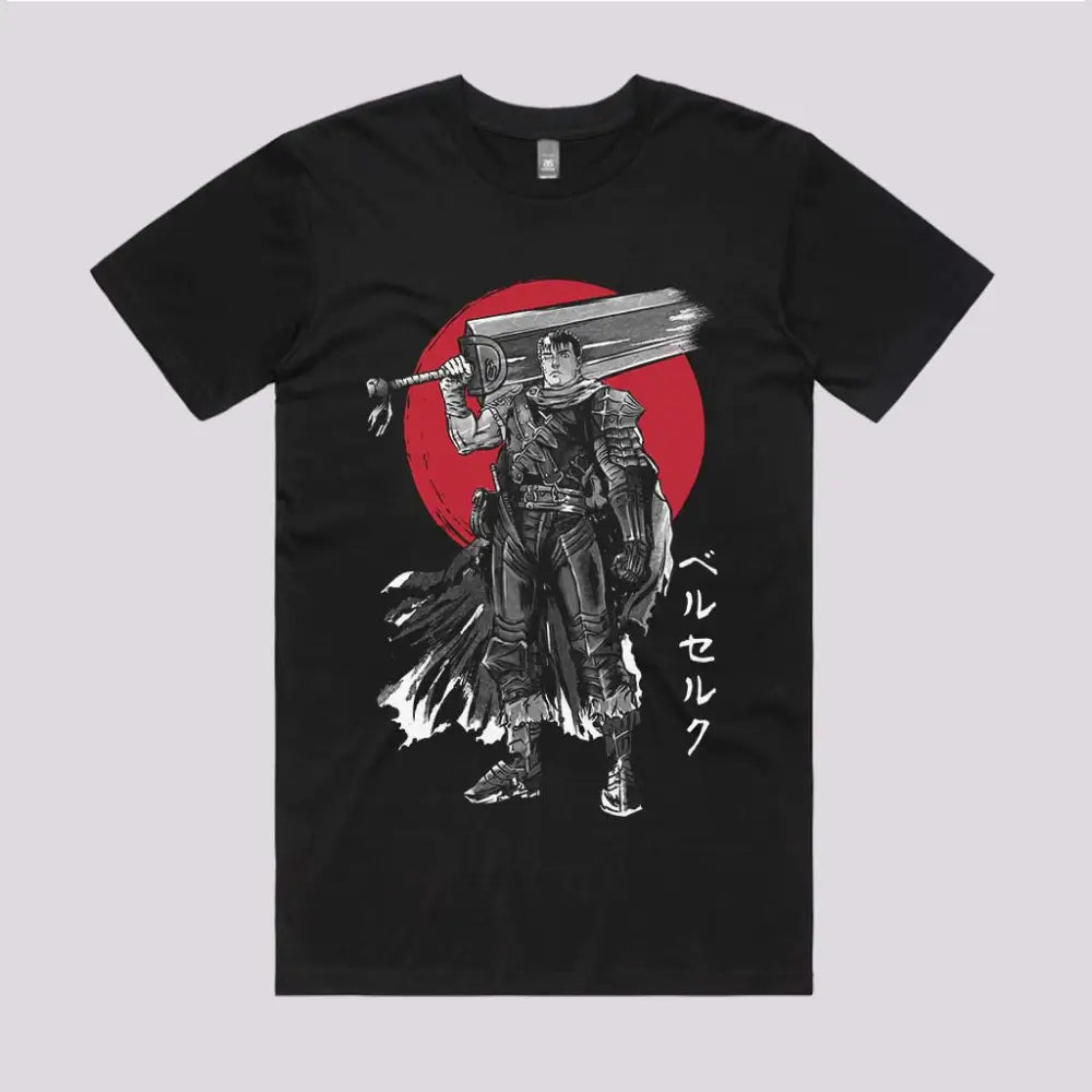 Black Swordsman Sumi-e T-Shirt | Anime T-Shirts