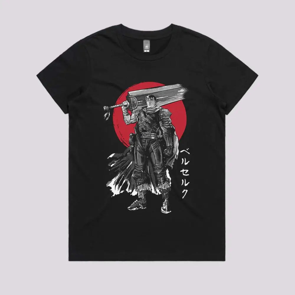 Black Swordsman Sumi-e T-Shirt | Anime T-Shirts