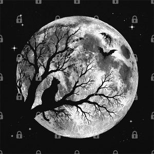 Cat Moon Halloween Graphic Tee