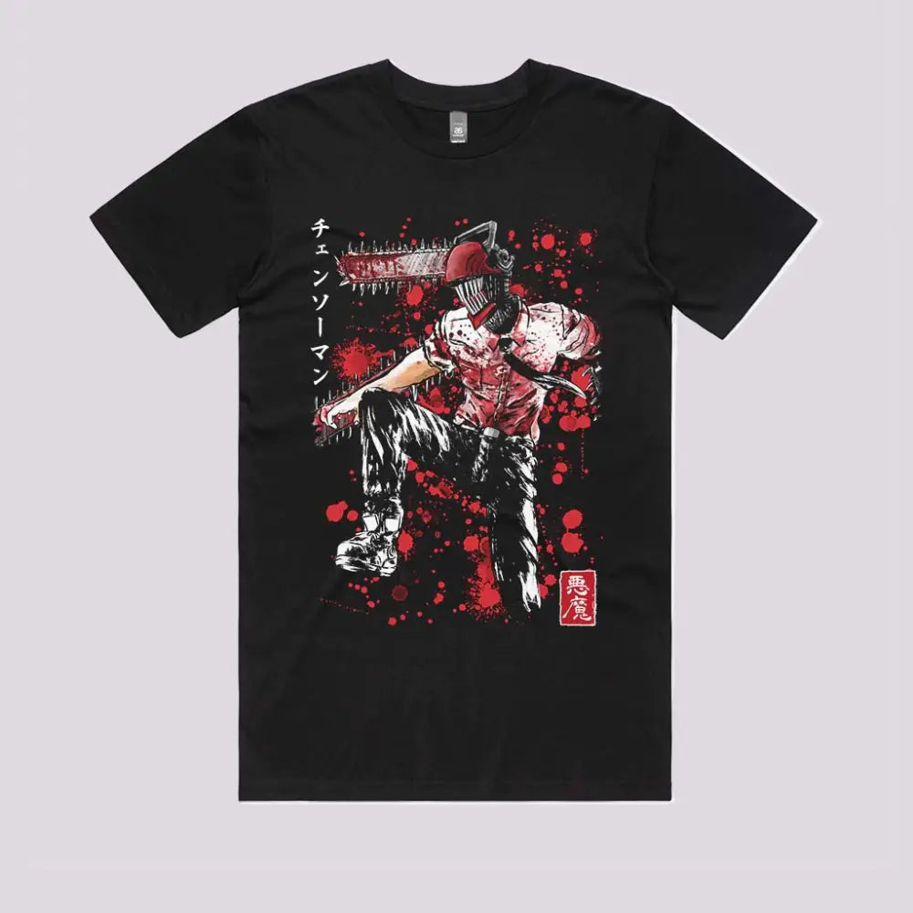 Chainsaw Sumi-e T-Shirt | Anime T-Shirts