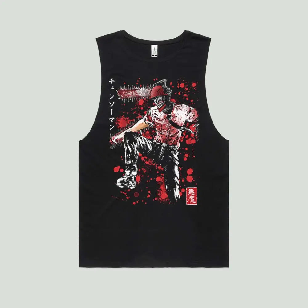 Chainsaw Sumi-e Tank Top | Anime T-Shirts