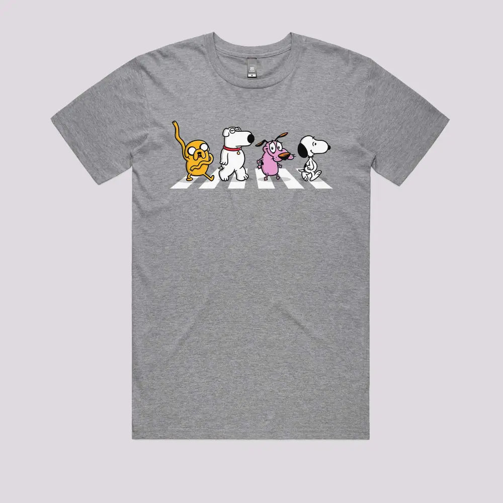 Dogs On Abbey Road T-Shirt Mens / Heather Grey Xs Adult Tee