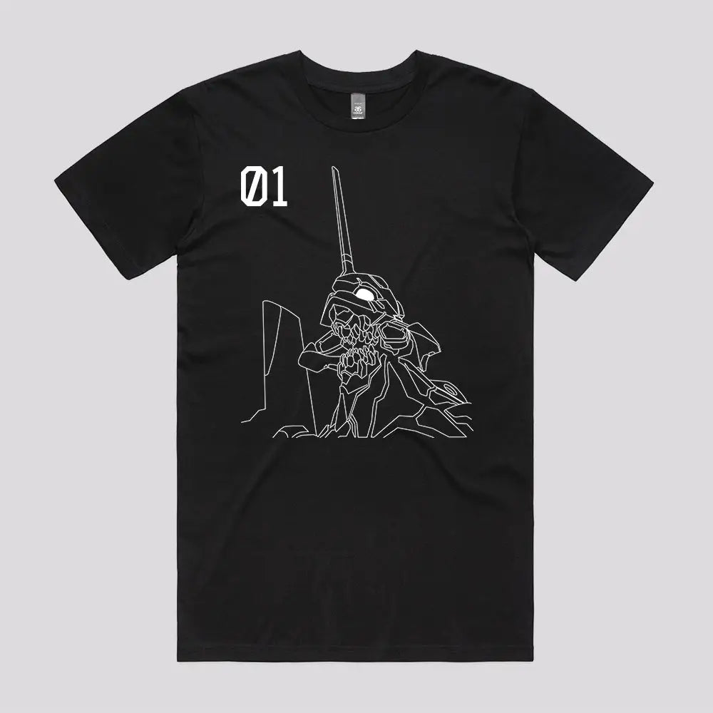 EVA 01 Black and White T-Shirt | Anime T-Shirts