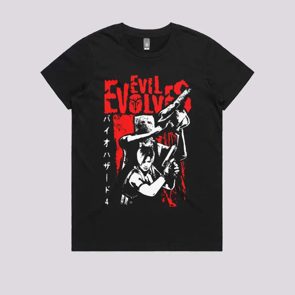 Evil Evolves T-Shirt Womens / Black Xs Adult Tee