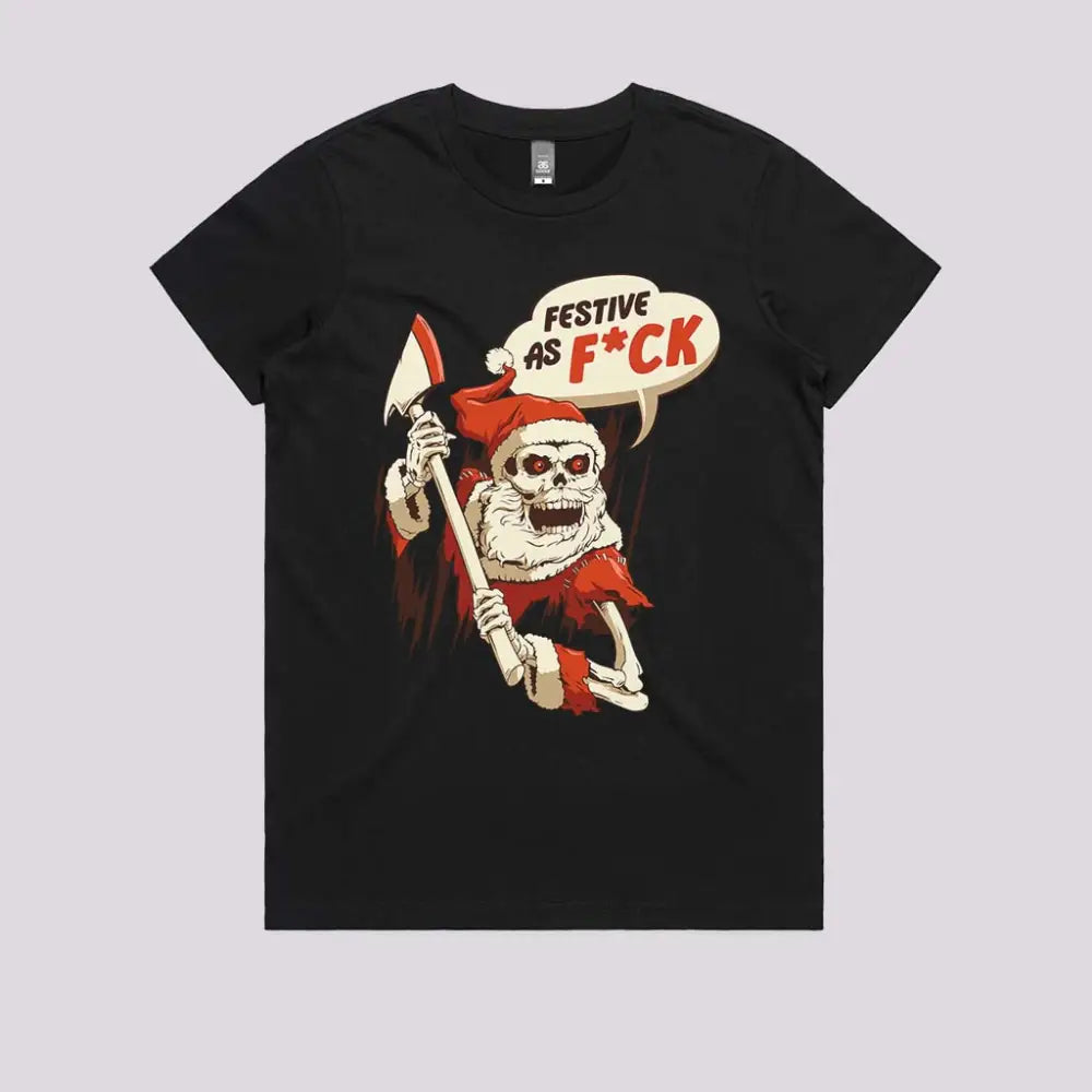 Festive Christmas T-Shirt Womens / Black Xs Adult Tee