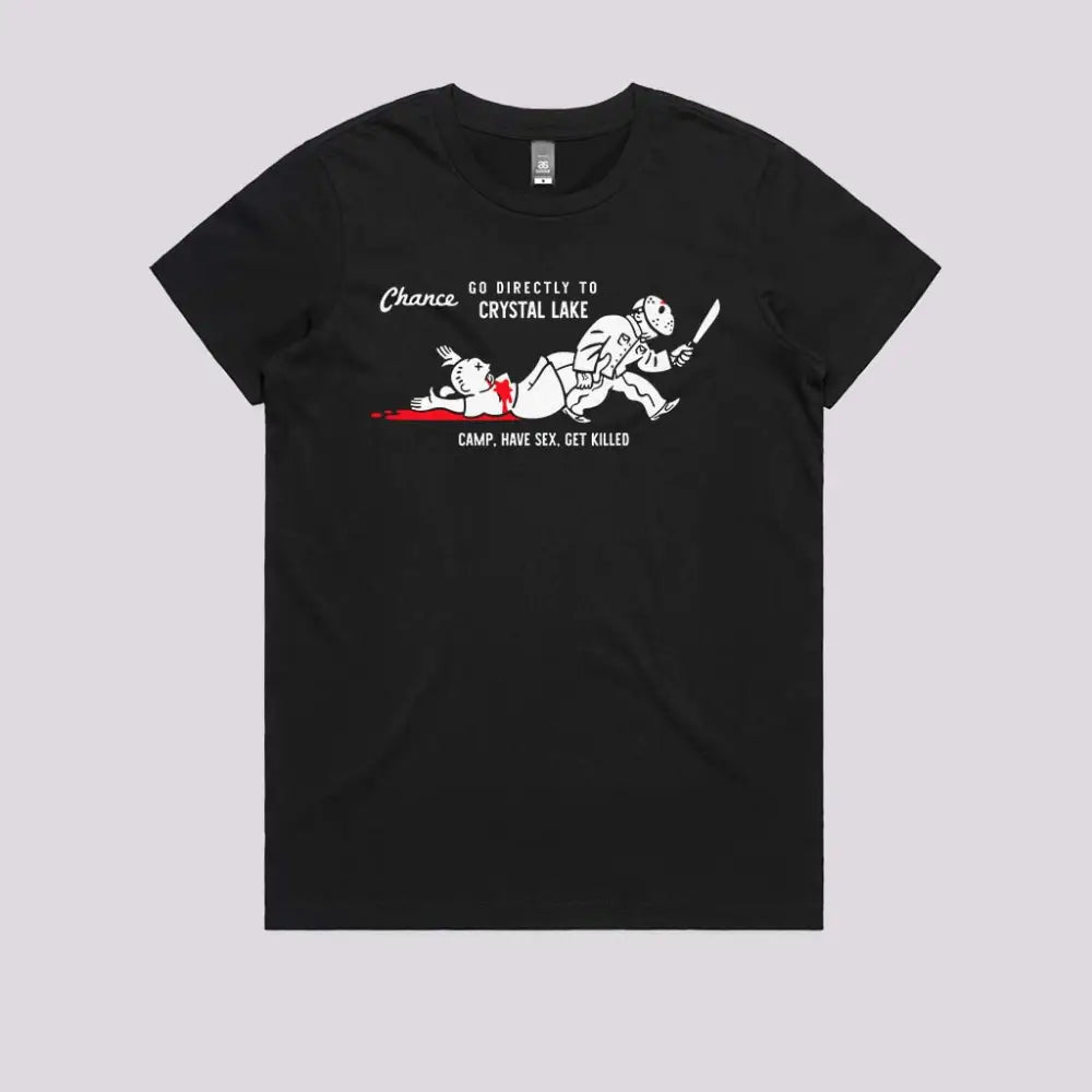 Go Camp Crystal Lake T-Shirt Womens / Black Xs Adult Tee