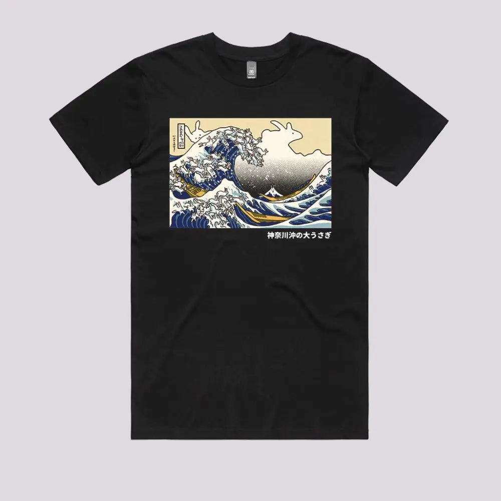 Great Rabbit Off Kanagawa T-Shirt Mens / Black Xs Adult Tee