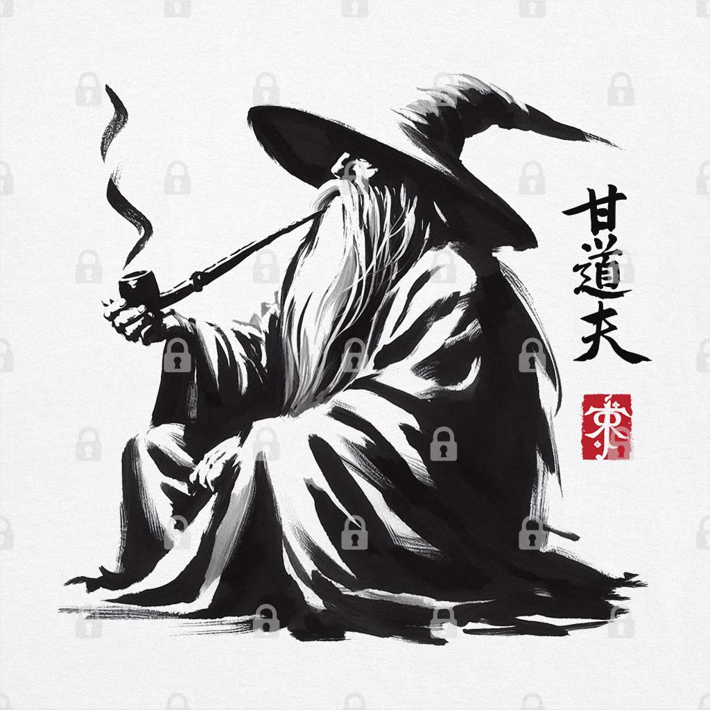 Grey Wizard Sumi-e T-Shirt