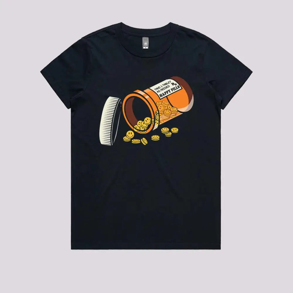 Happy Pills T-Shirt Womens / Navy Xs Adult Tee