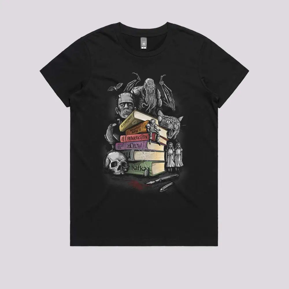 Horror Books T-Shirt Womens / Black Xs Adult Tee