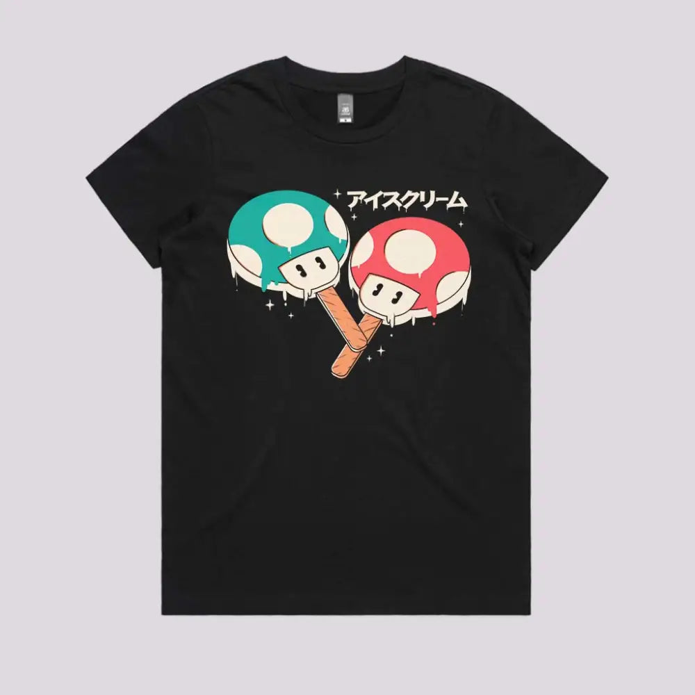 Ice Mushroom T-Shirt Womens / Black Xs Adult Tee