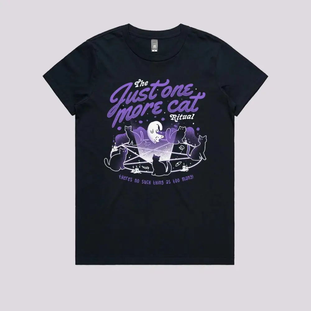 Just One More Cat Ritual T-Shirt Womens / Navy Xs Adult Tee