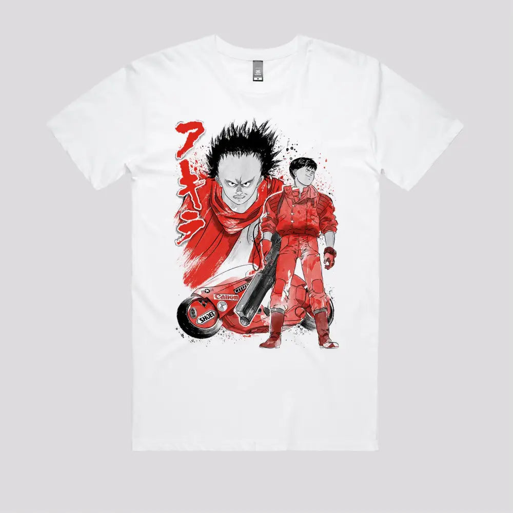 Kaneda and Tetsuo Sumi-e T-Shirt | Anime T-Shirts