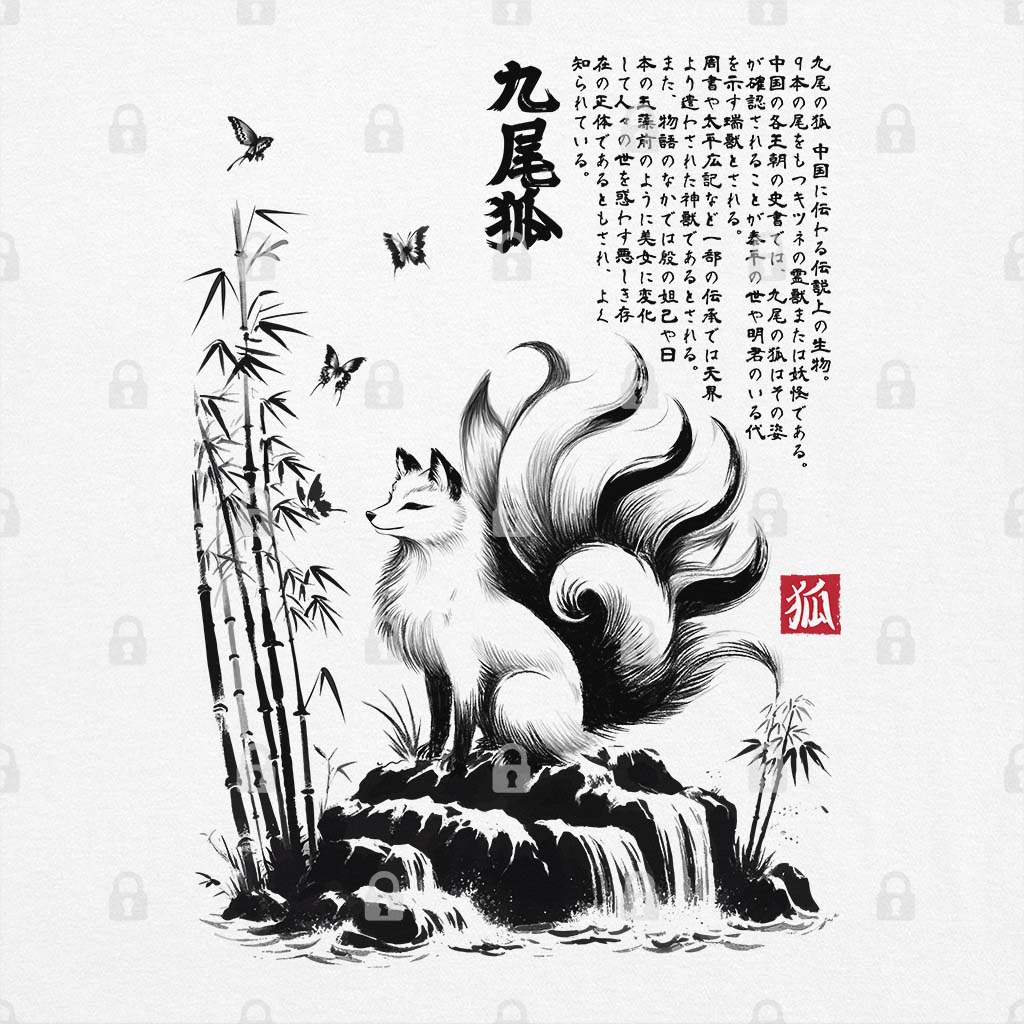 Kitsune Fox Sumi-e T-Shirt