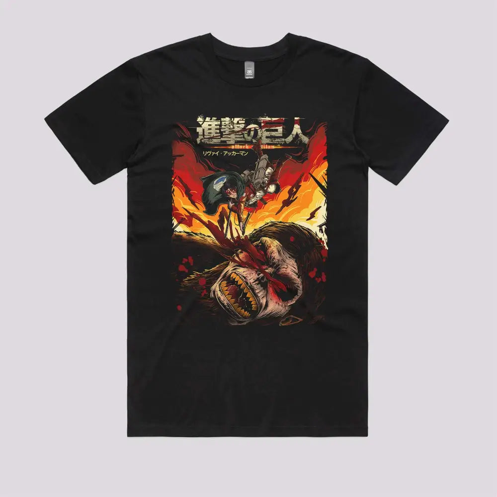 Levi vs Beast Titan T-Shirt | Anime T-Shirts