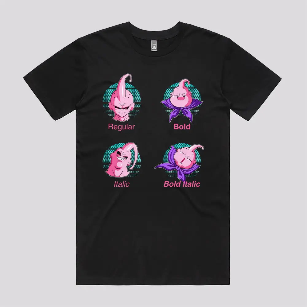 Majin Fonts T-Shirt | Anime T-Shirts