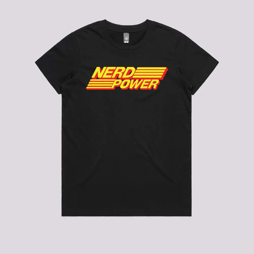 Nerd Power T-Shirt Womens / Black Xs Adult Tee