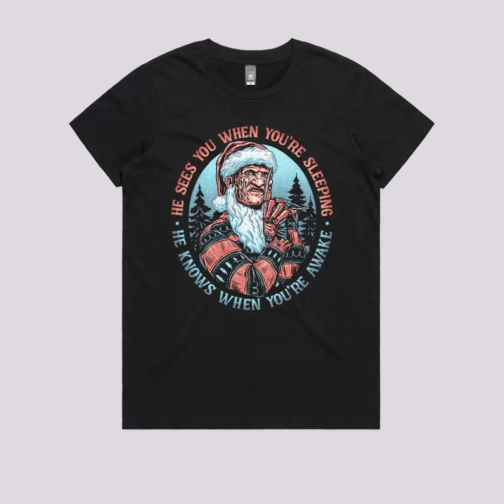 Nightmare Santa T-Shirt Womens / Black Xs Adult Tee