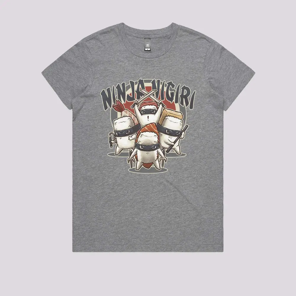 Ninja Nigiri T-Shirt Womens / Heather Grey Xs Adult Tee