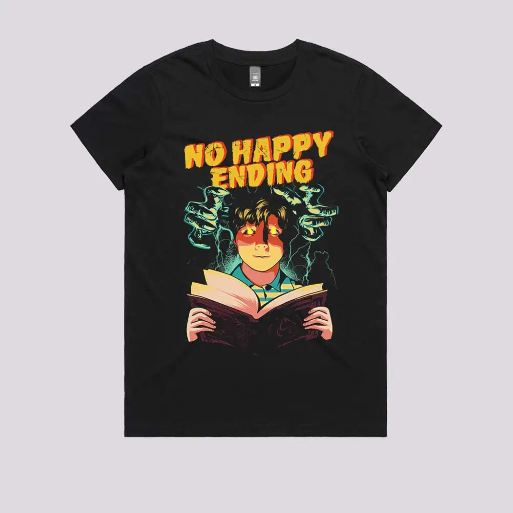 No Happy Ending T-Shirt Womens / Black Xs Adult Tee