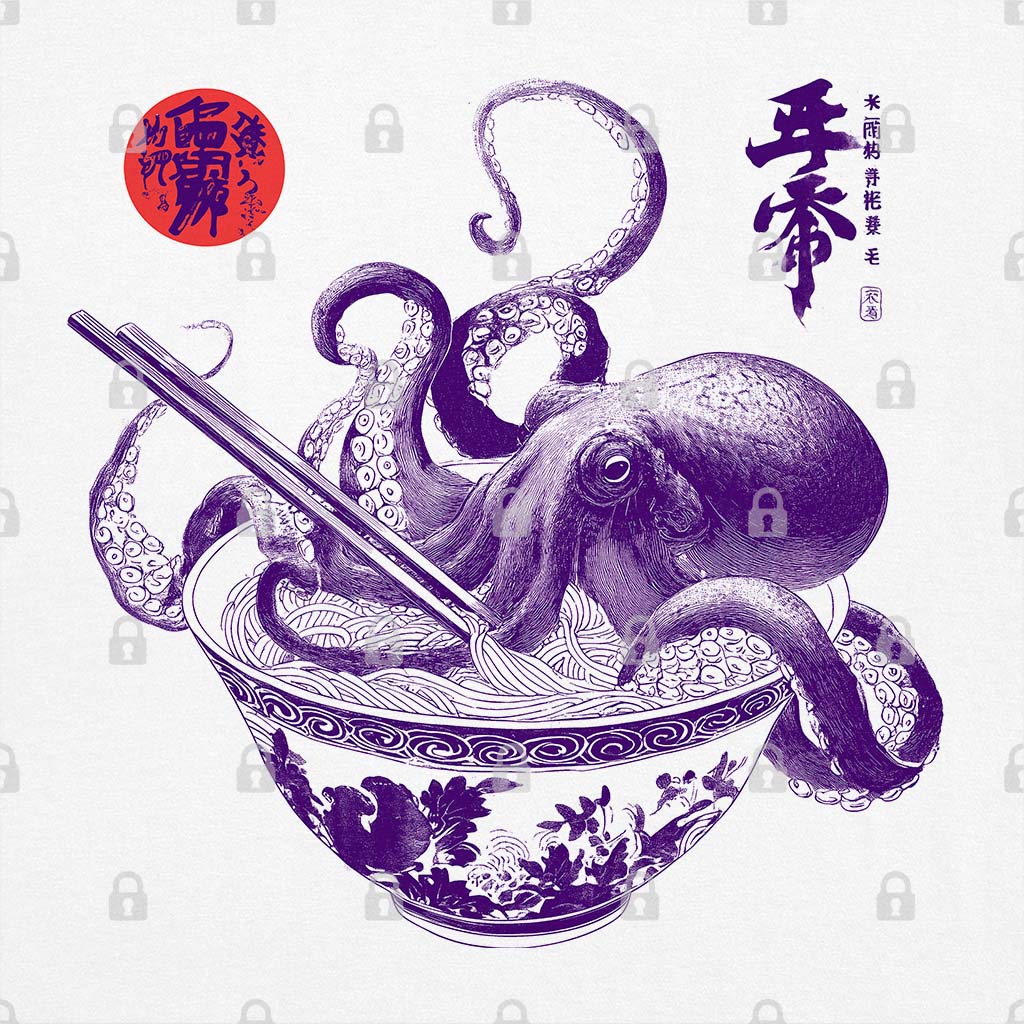 Octopus Ramen Sumi-e T-Shirt