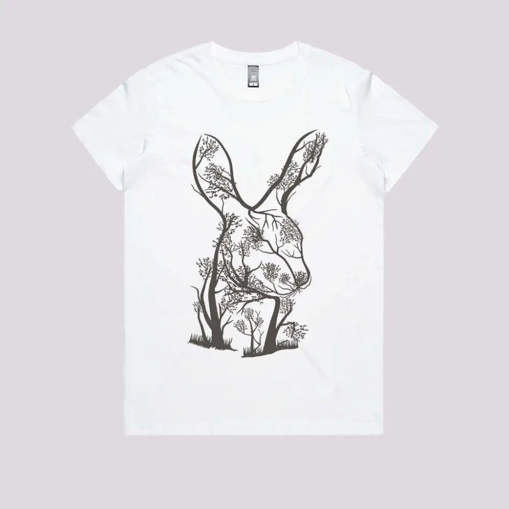 Rabbit Tree T-Shirt Womens / White Xs Adult Tee