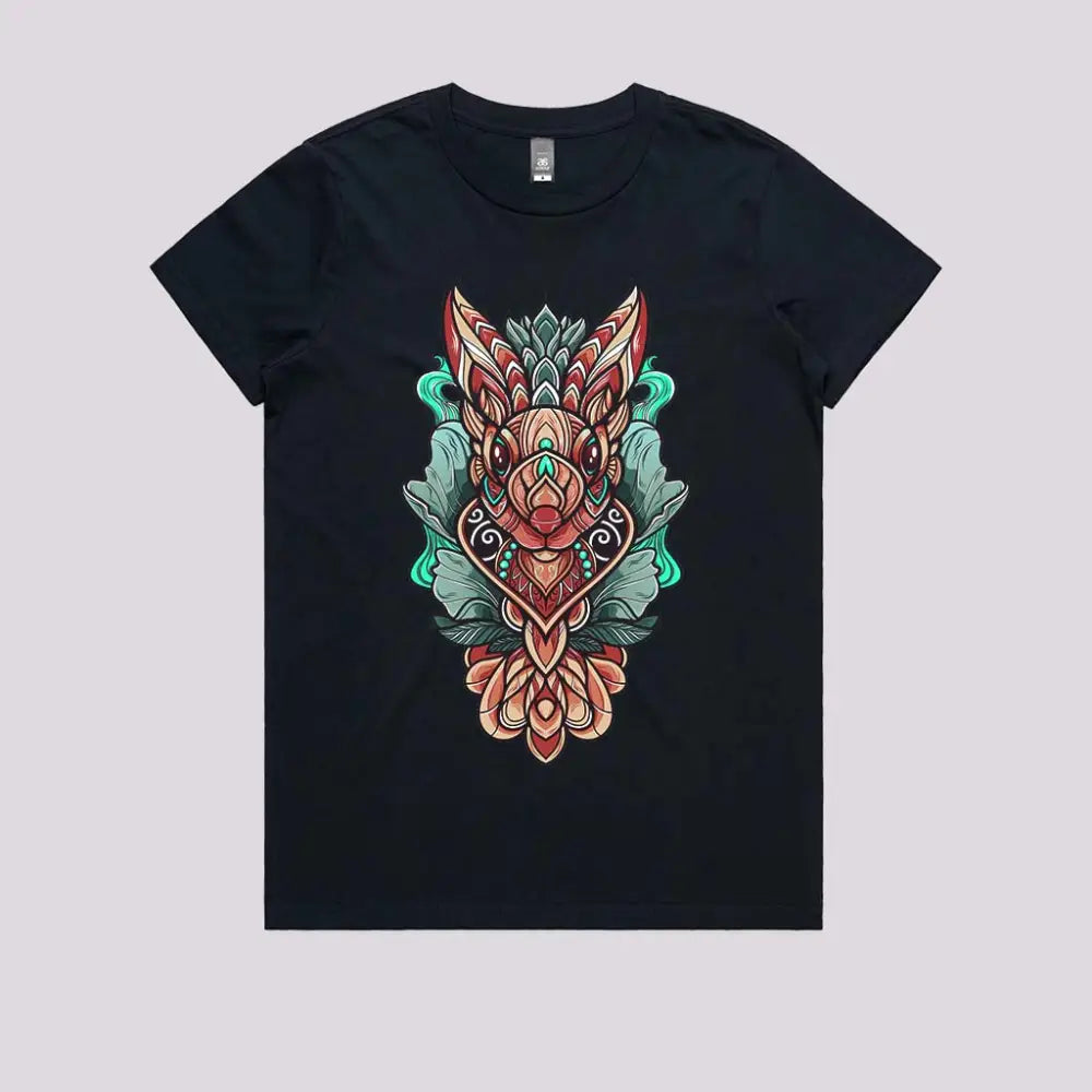 Rabbit Zentangle T-Shirt Womens / Navy Xs Adult Tee