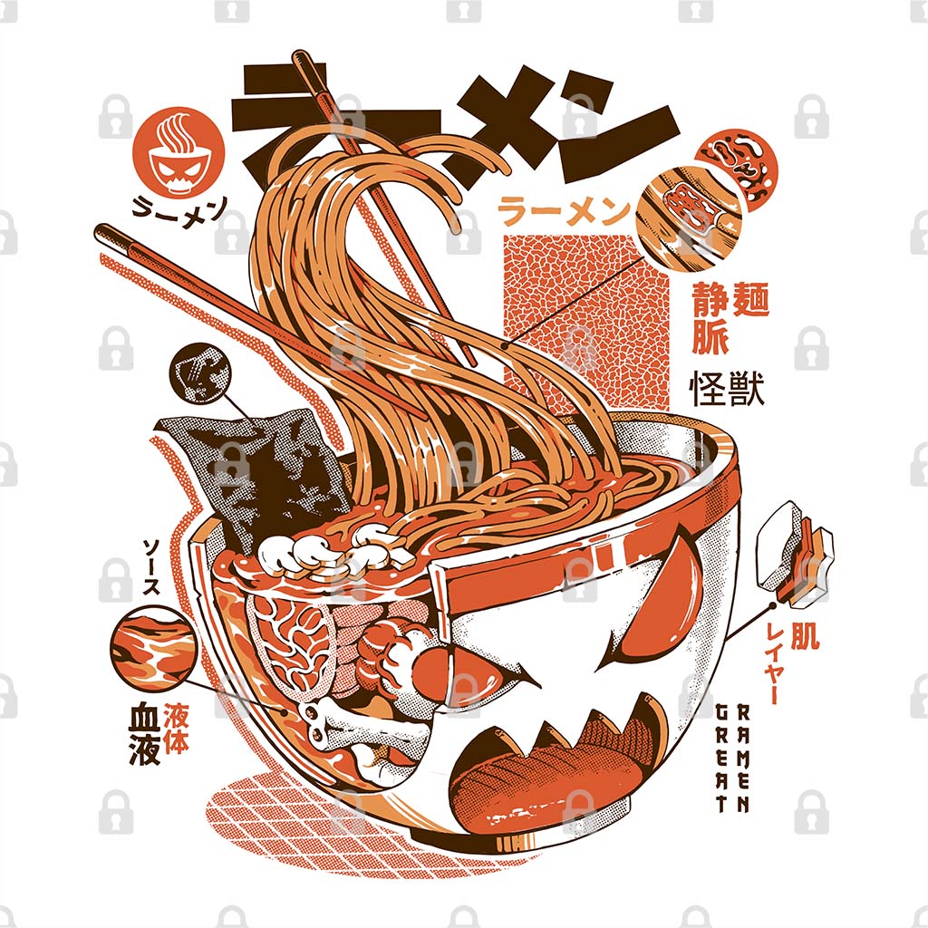 Ramen Kaiju Anatomy Graphic Tee