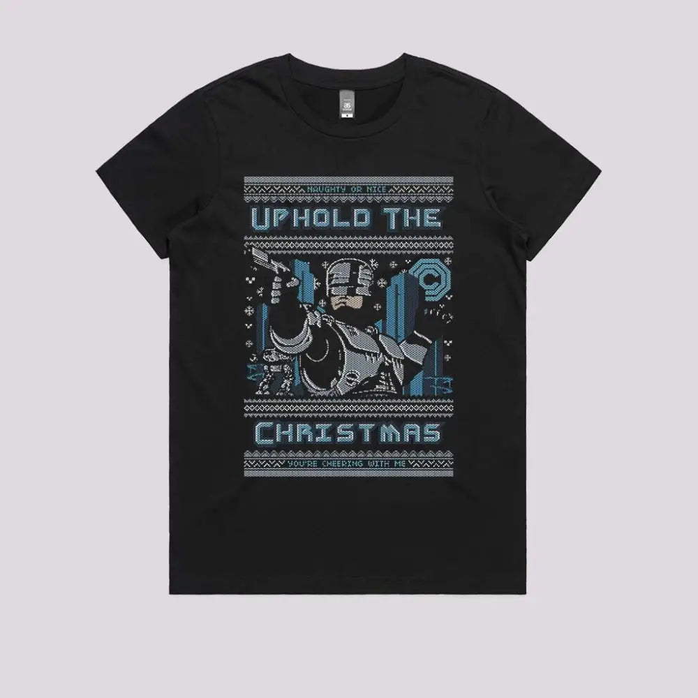 Robo Christmas T-Shirt Womens / Black Xs Adult Tee